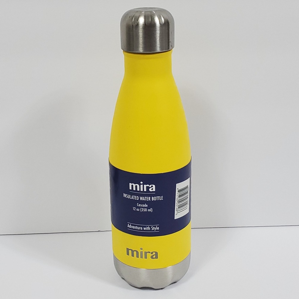 Mira Cascade Insulated Water Bottle 12 oz Yellow Stainless Steel Vacuum Hot/Cold